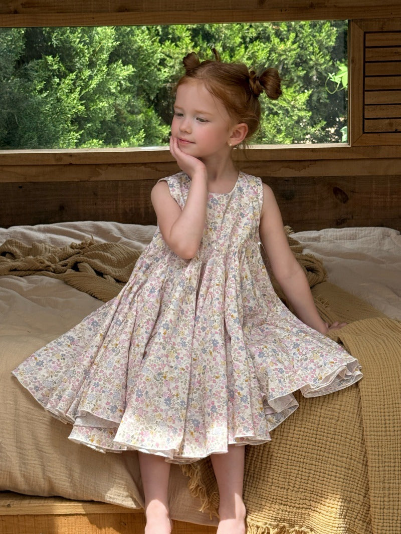Vintage Floral Sleeveless Dress フローラル ノースリーブワンピース【mh0013241】