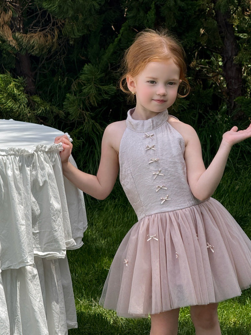 Bow Tulle Halter-Neck Elegant Princess Dress チュール ホルターネックワンピース【mh0013239】