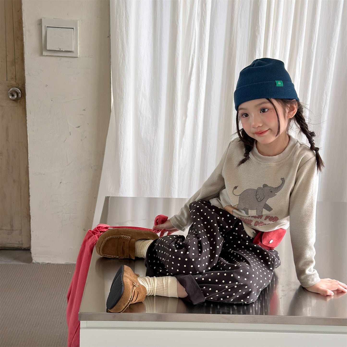 Kids Elephant Print Long Sleeve T-shirt [mh0014054]