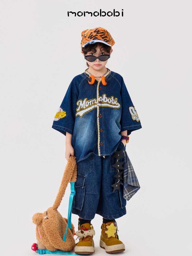 Check Layered Denim Shorts チェック レイヤード デニムハーフパンツ【mh0013002】