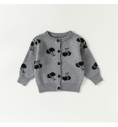 ニットロンパース/カーディガン さくらんぼ柄【mh0011719】