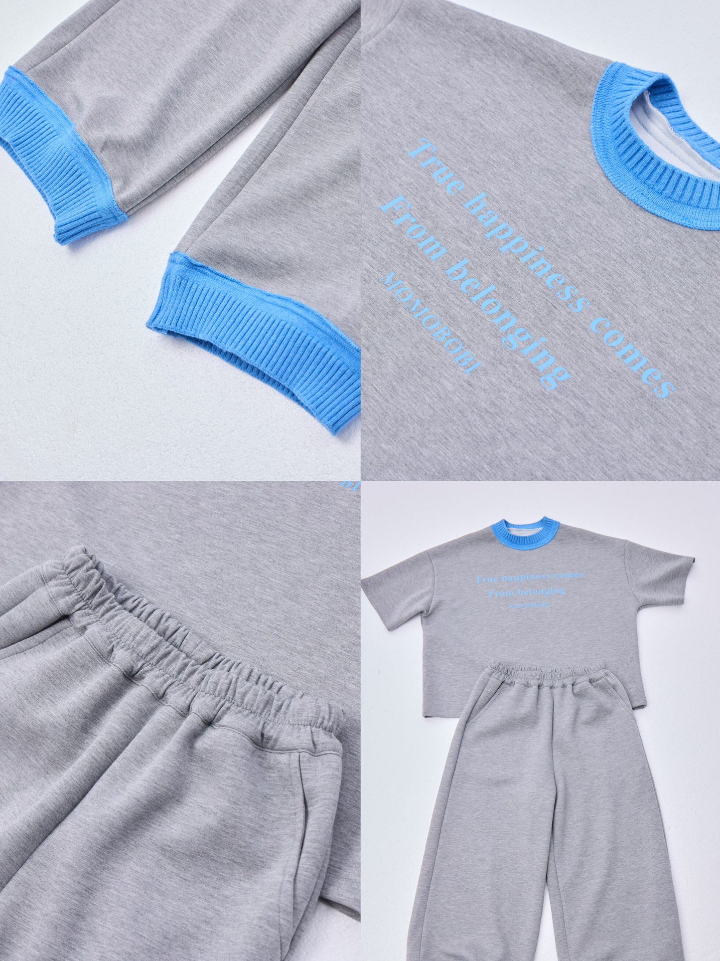 Contrast Rib Tee Long Pants ロゴTシャツ ロングパンツ セット【mh0013008】