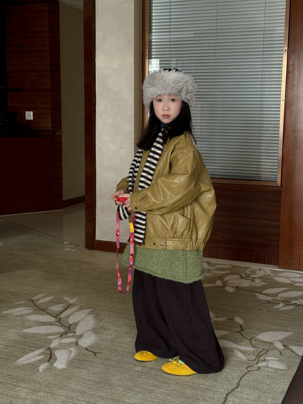 フェイクレザージャケット キッズ  厚手 ラペル モード ライダース【mh0011668】