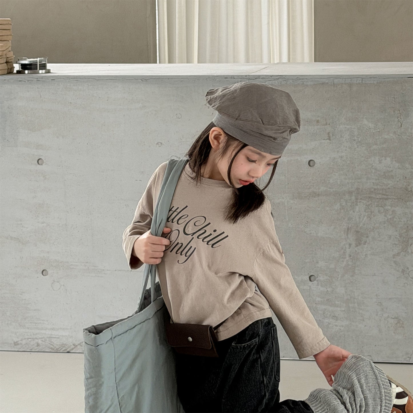 キッズ 英字プリント ルーズ 長袖Tシャツ【mh0014050】