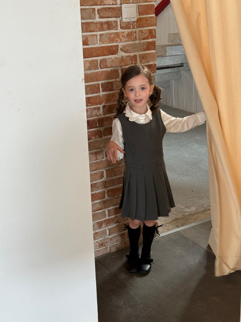 Kids' Sleeveless Pleated Dress with Waist Seam【mh0014072】