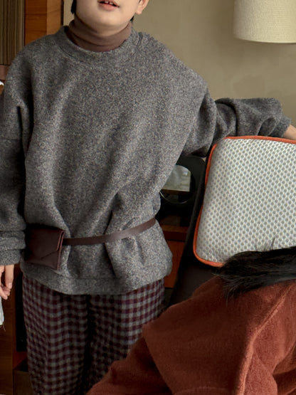 スウェットシャツ キッズ 裏起毛 厚手 クルーネック 無地 ルーズフィット トップス【mh0011683】