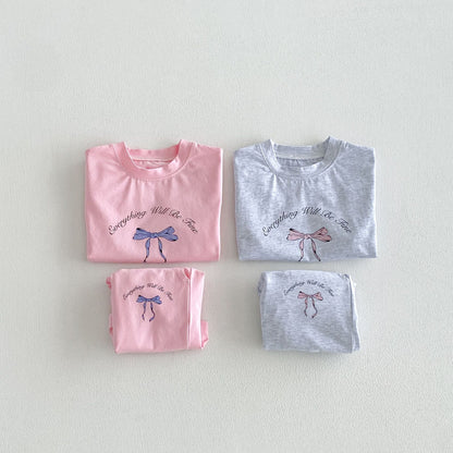 Floral Bow T-shirt Shorts Set フラワー リボン 半袖 セットアップ【mh0012716】