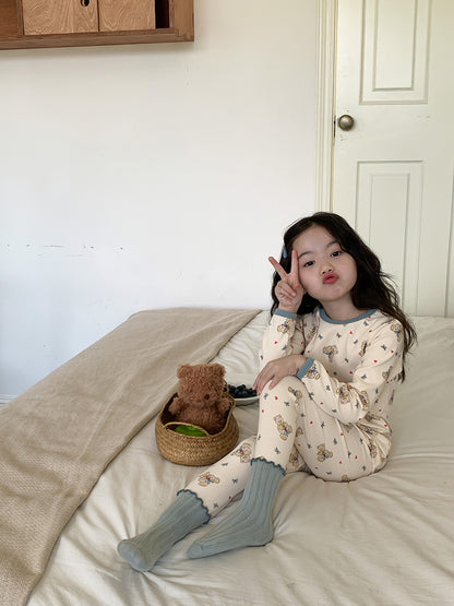 Long Sleeve Printed Pajamas 長袖 プリント パジャマ セット【mh0012243】