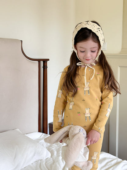 Long Sleeve Printed Pajama Set 長袖 プリント パジャマ セット【mh0012244】