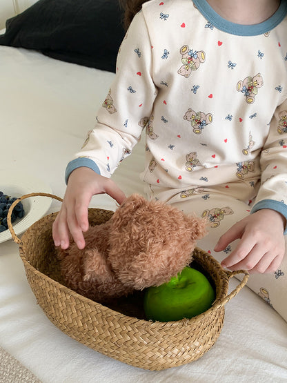 Long Sleeve Printed Pajamas 長袖 プリント パジャマ セット【mh0012243】