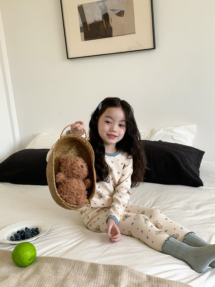 Long Sleeve Printed Pajamas 長袖 プリント パジャマ セット【mh0012243】