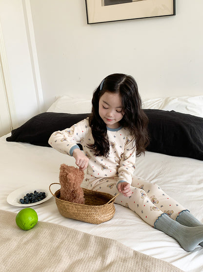 Long Sleeve Printed Pajamas 長袖 プリント パジャマ セット【mh0012243】