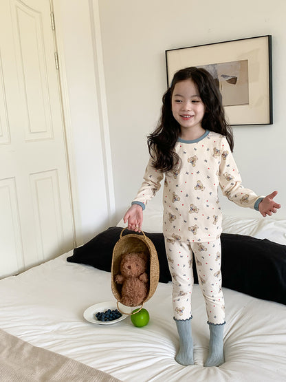 Long Sleeve Printed Pajamas 長袖 プリント パジャマ セット【mh0012243】