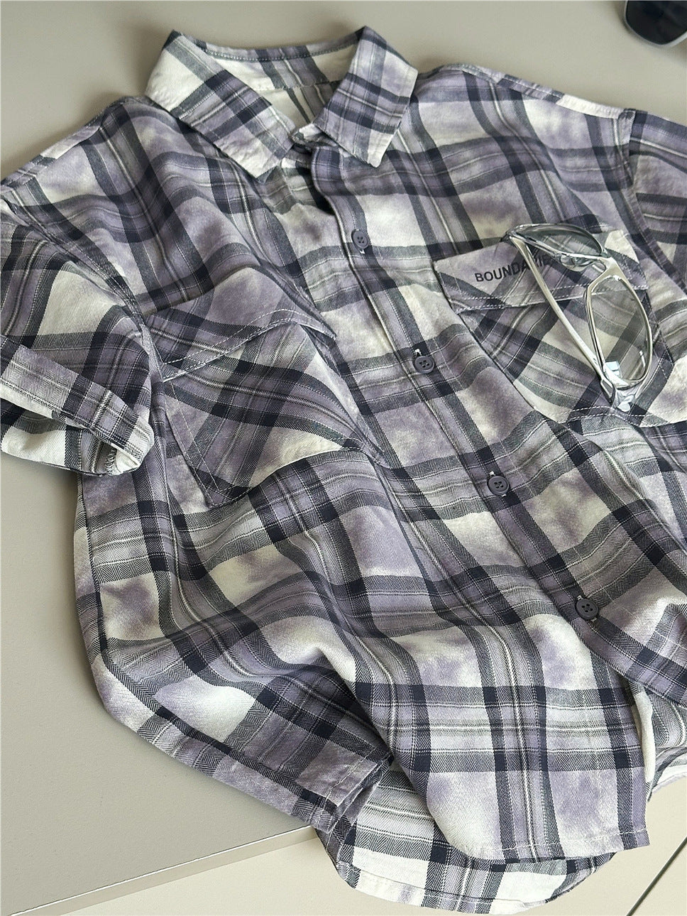 Tie-Dye Check Shirt タイダイ チェック 半袖シャツ【mh0012965】
