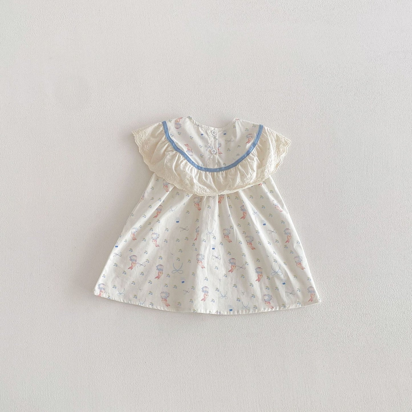 Rabbit Floral Lace Collar Dress ウサギ 花柄 レース襟 ノースリーブ ワンピース【mh0012711】
