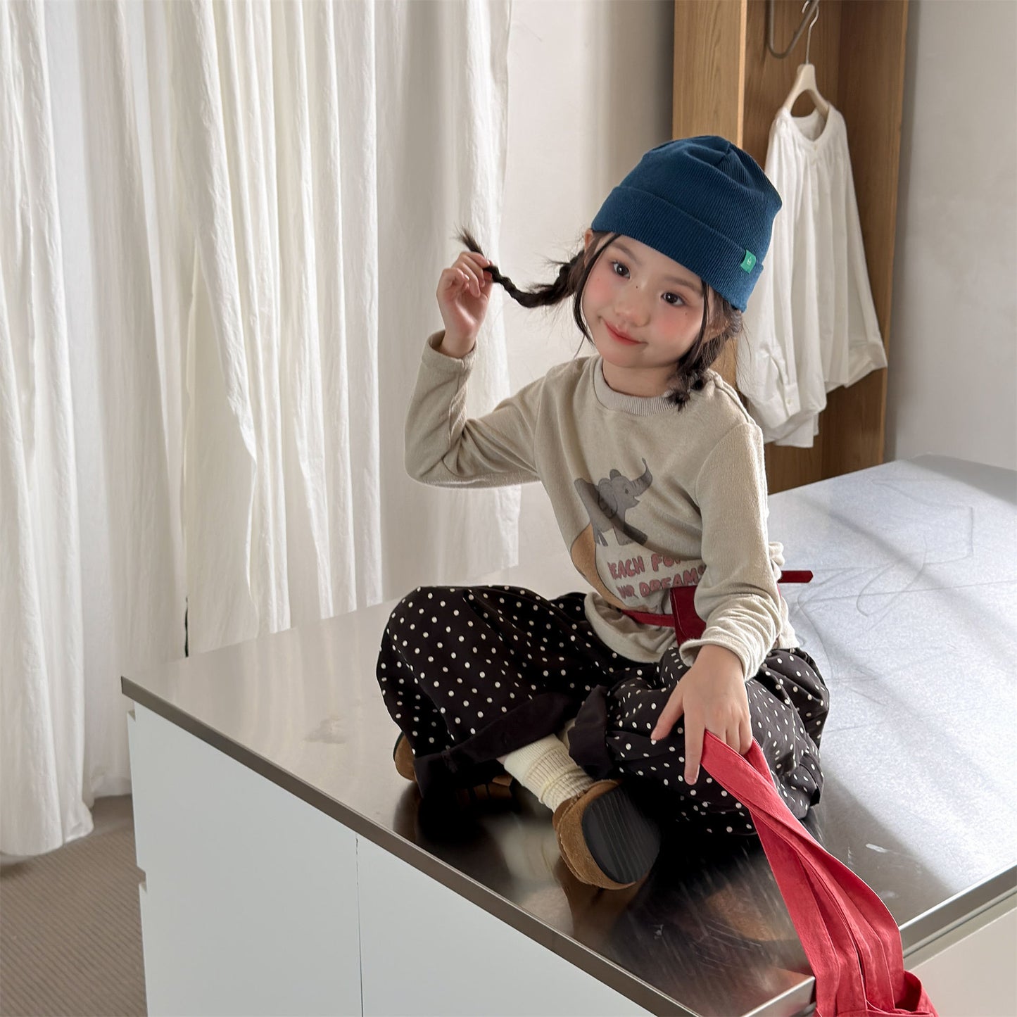 Kids Elephant Print Long Sleeve T-shirt [mh0014054]