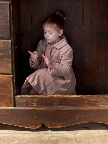 ウールコート ミディ丈 Aライン 襟付き リボンベルト ドレッシー【mh0011622】