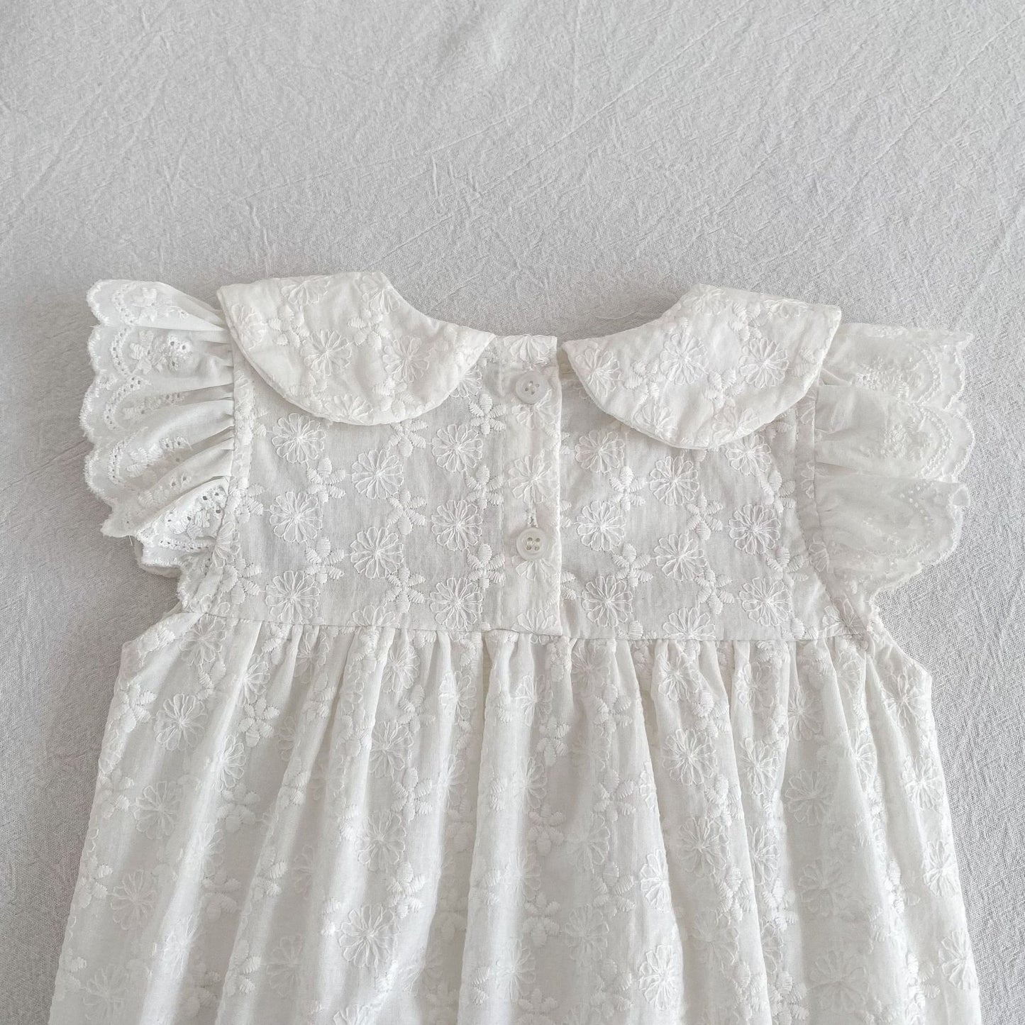 Lace Trim Doll Collar Romper Dress ラッフル ロンパース ミモレ丈ワンピース【mh0013160】