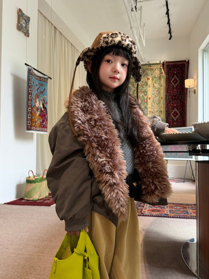 Mo Xiao Meng Children's Jacket 2026 Girls' Korean-Style Winter Fleece-Collar Padded Jacket Thickened Cotton Jacket for Kids【mh0014698】