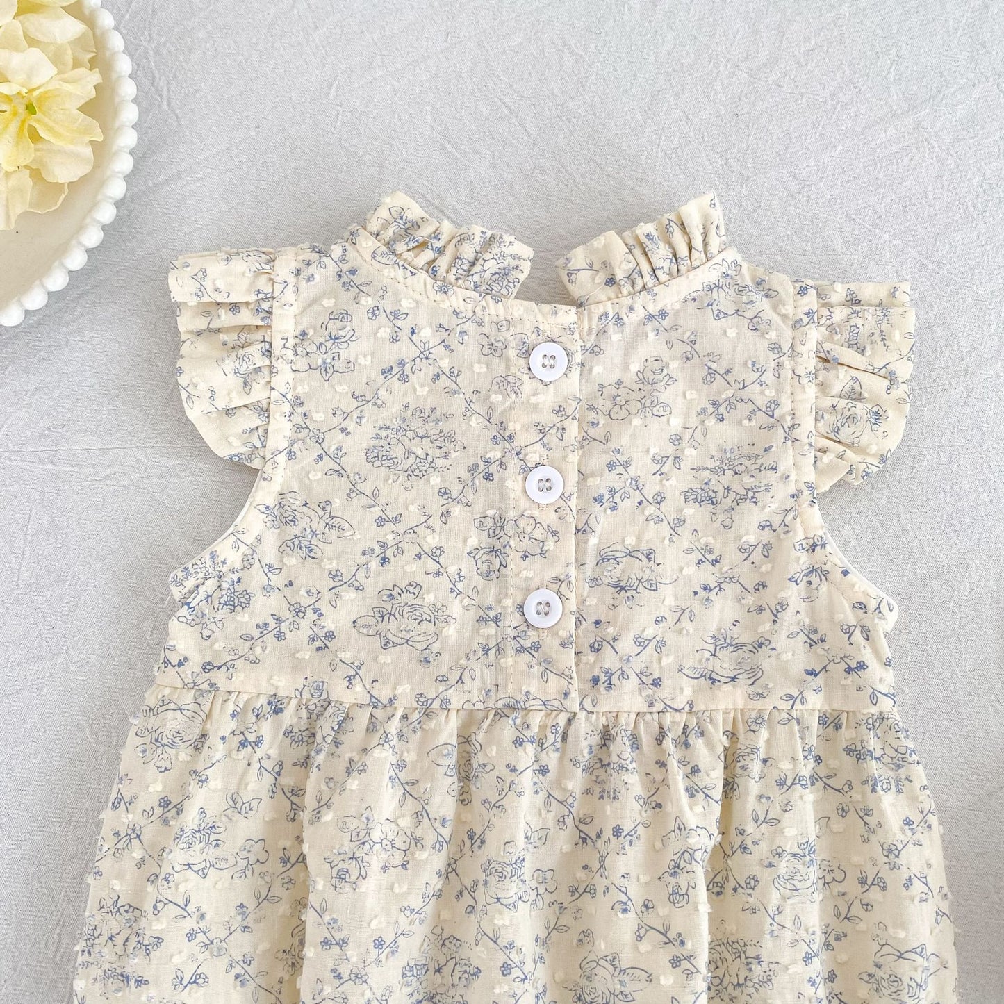 Floral Ruffle Sleeveless Romper Dress フリル ノースリーブロンパース ミモレ丈ワンピース【mh0013157】