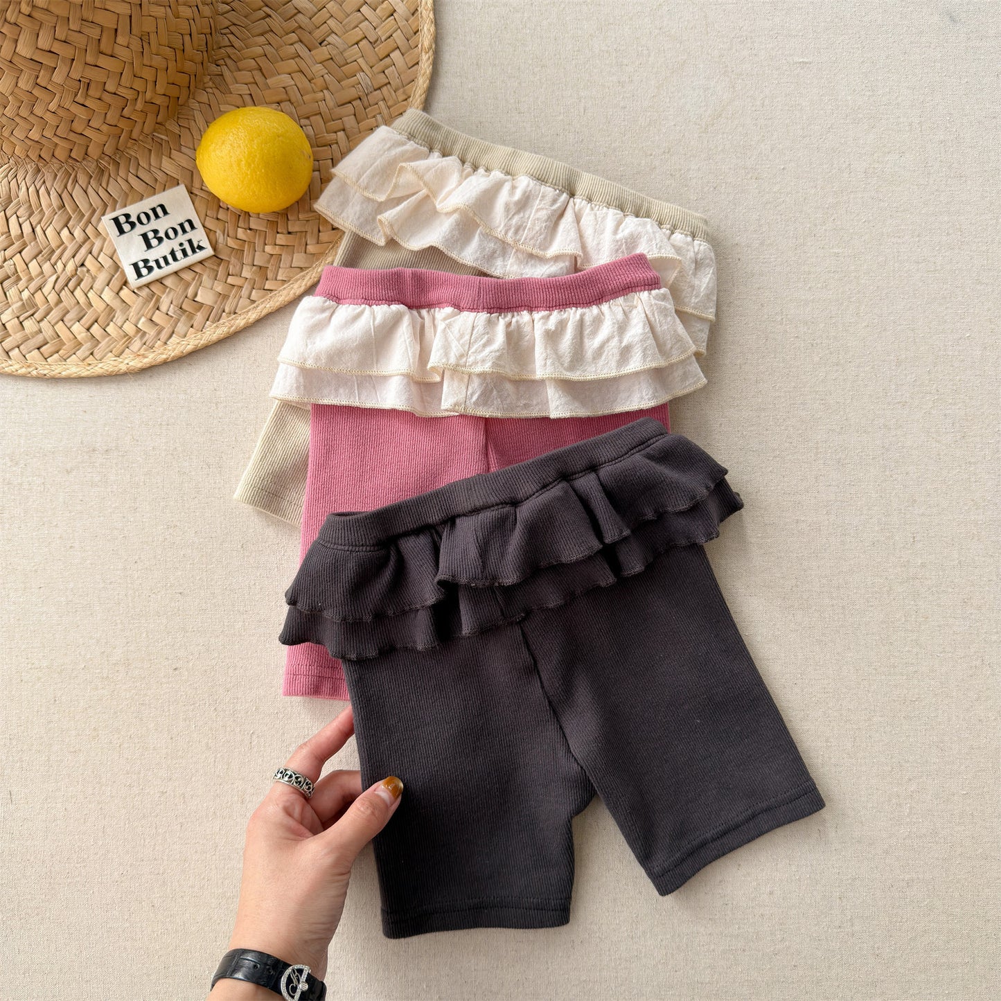 Ruffle Waist Short Leggings ラッフル ショートレギンス【mh0013231】