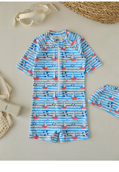 UPF50+ Printed Short Sleeve One-piece Swimsuit [mh0012587]