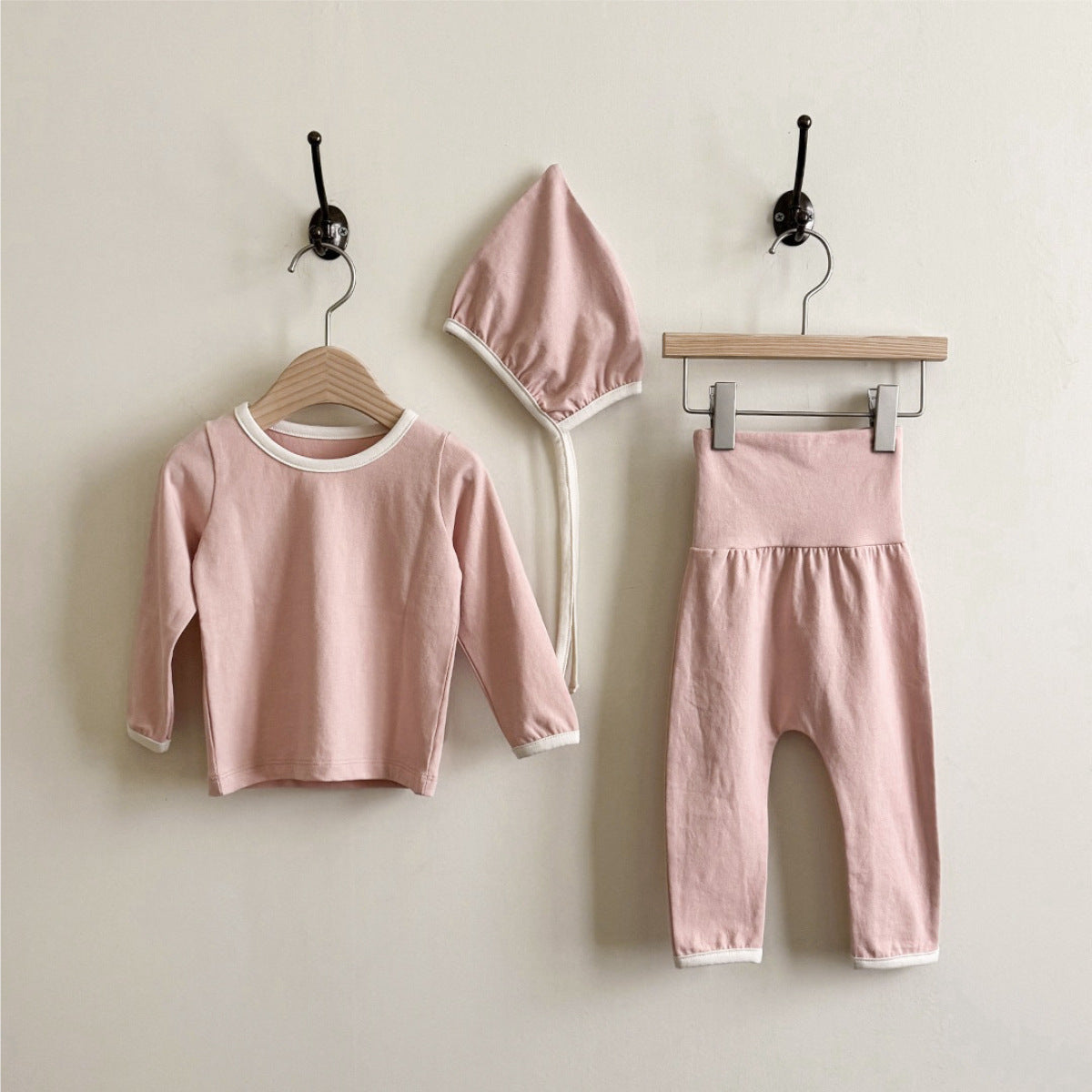ベビー ハイウエスト ロングパンツ 長袖Tシャツ 帽子【mh0014477】