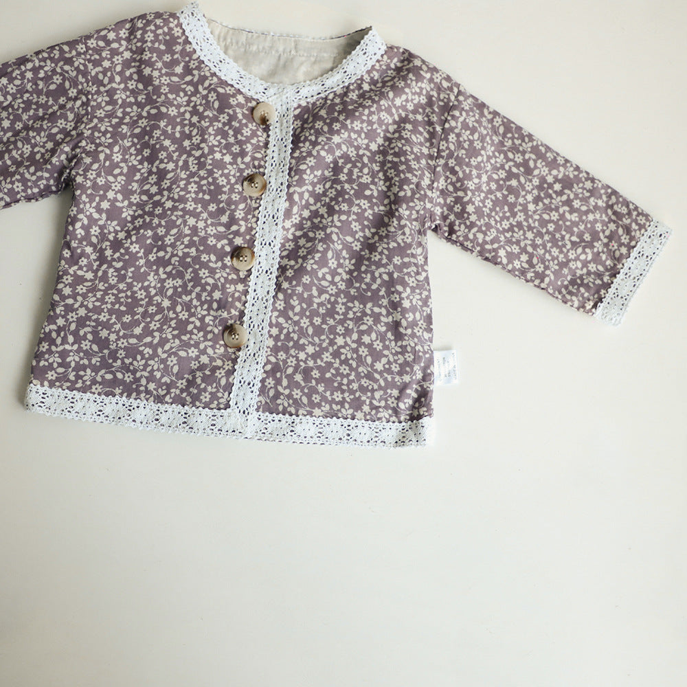 Floral Print Lace Trim Cardigan 花柄 レーストリム カーディガン【mh0012631】