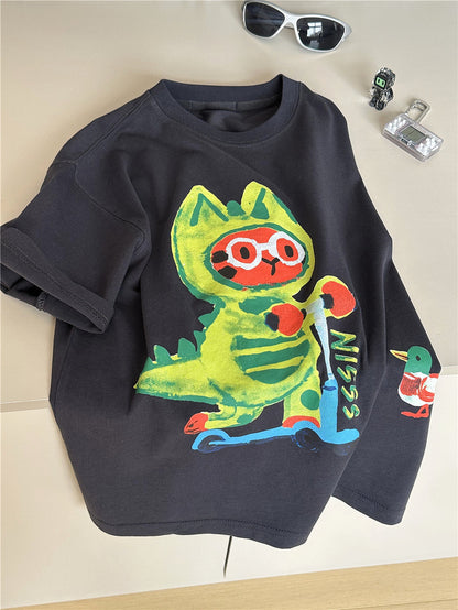 Cartoon Graphic T-shirt 恐竜 アニマル Tシャツ【mh0012947】