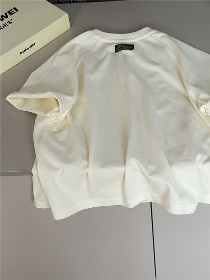 Textured Abstract Tee 英字プリント 半袖Tシャツ【mh0012942】