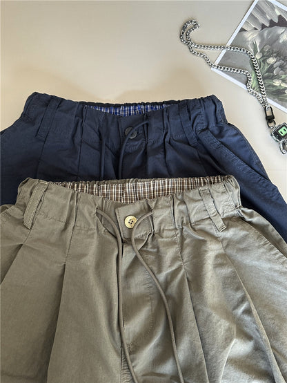 Plaid Hem Shorts チェックヘム タックハーフパンツ【mh0012955】