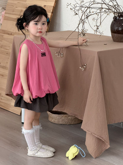 Balloon Hem Sleeveless Tunic Top バルーン ノースリーブ チュニック【mh0012748】