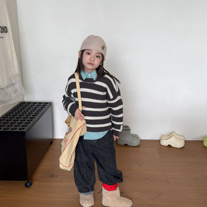 Pantalones vaqueros holgados de pierna cónica para niños【mh0014537】