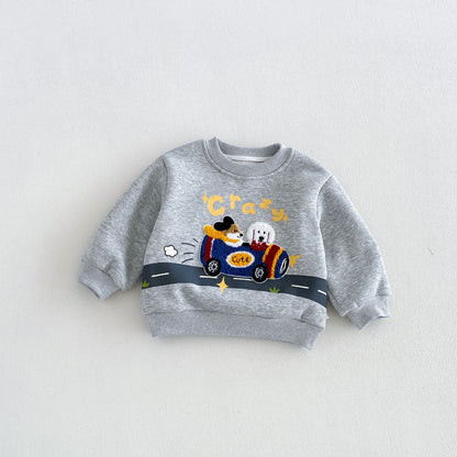 キッズ アップリケ 刺繍 裏起毛 スウェットトレーナー【mh0014775】