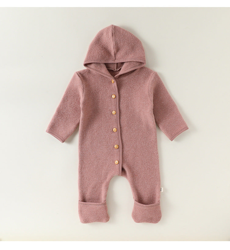 長袖フーディジャンプスーツ シンプルロンパース【mh0011704】