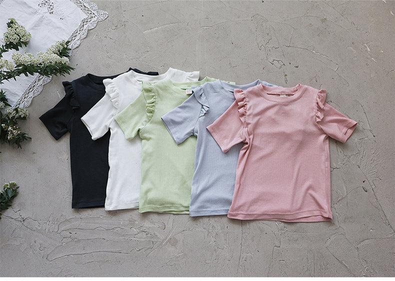Ruffle Shoulder Tee - Mellow Ruffle Short Sleeve T-Shirt [mh0012986]