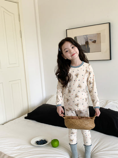 Long Sleeve Printed Pajamas 長袖 プリント パジャマ セット【mh0012243】