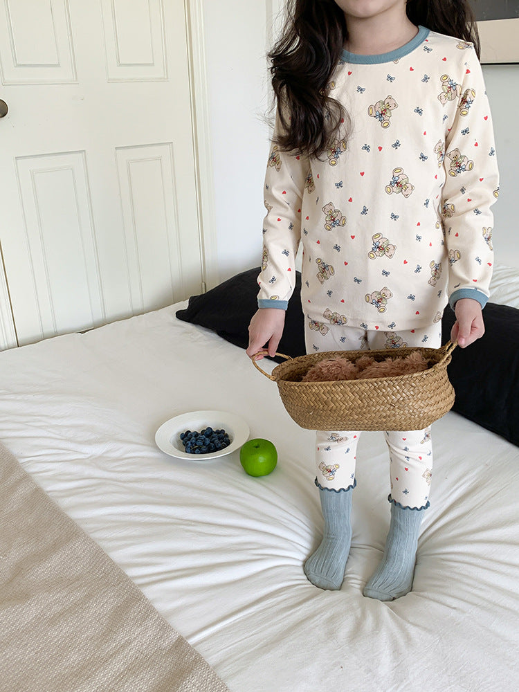 Long Sleeve Printed Pajamas 長袖 プリント パジャマ セット【mh0012243】