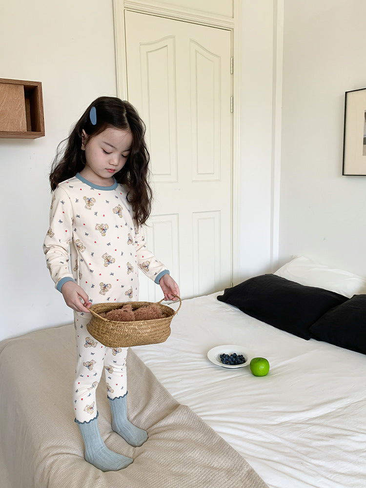 Long Sleeve Printed Pajamas 長袖 プリント パジャマ セット【mh0012243】