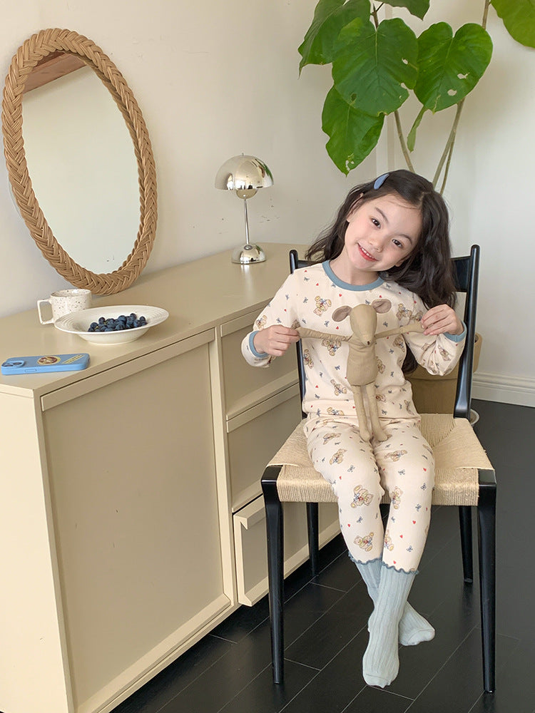 Long Sleeve Printed Pajamas 長袖 プリント パジャマ セット【mh0012243】