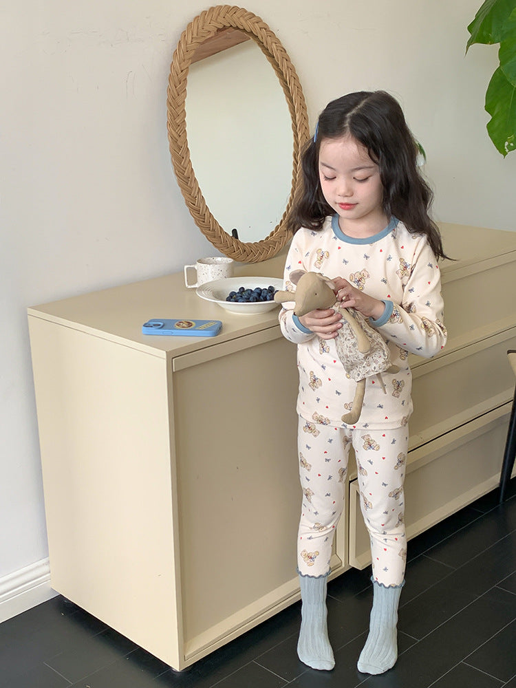 Long Sleeve Printed Pajamas 長袖 プリント パジャマ セット【mh0012243】