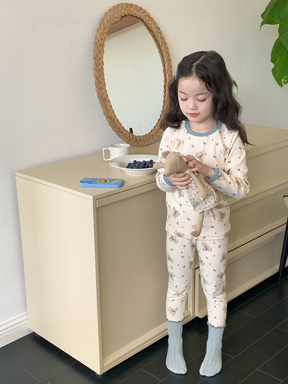 Long Sleeve Printed Pajamas 長袖 プリント パジャマ セット【mh0012243】