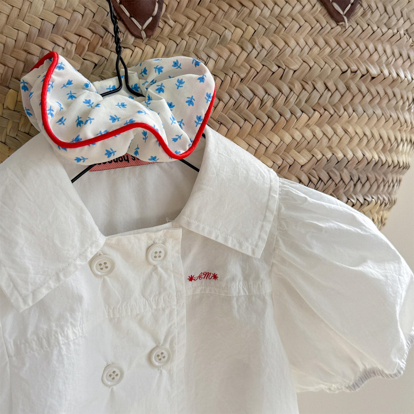 Puff Sleeve Floral Cotton Shirt パフスリーブ フラワー コットン シャツ【mh0012656】