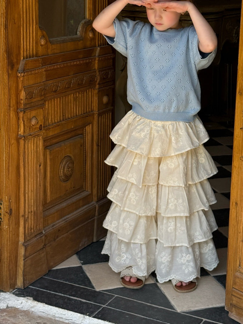 Short-Sleeve Bubble Knit Top アイレット 半袖サマーニット【mh0013244】