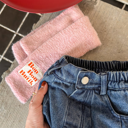 デニムパンツ 裏ボア 裾ボア ドッキング ゆったり ボトムス【mh0011610】