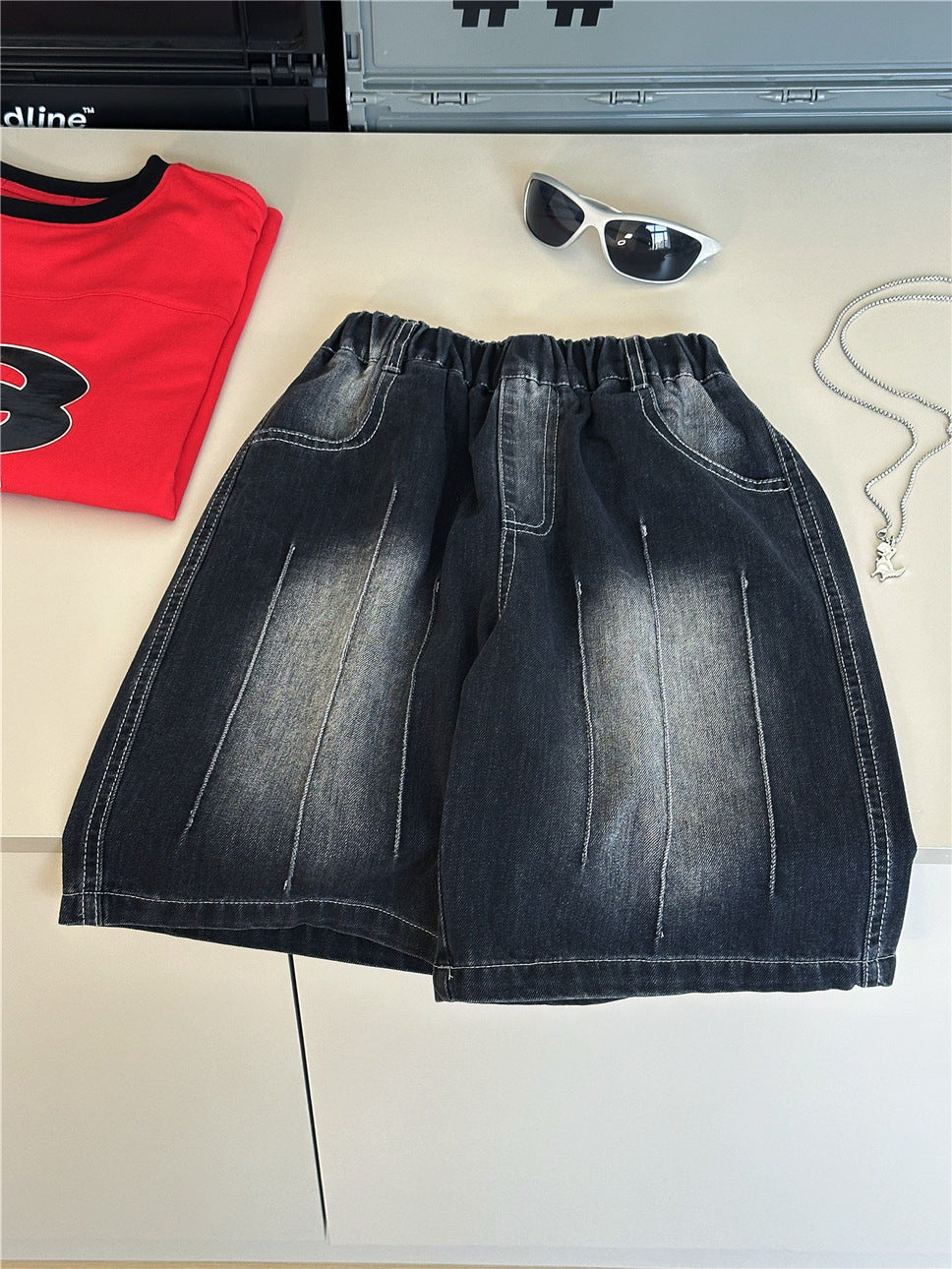 Washed Denim Shorts ウォッシュ ハーフパンツ【mh0012956】