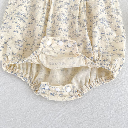Floral Ruffle Sleeveless Romper Dress フリル ノースリーブロンパース ミモレ丈ワンピース【mh0013157】