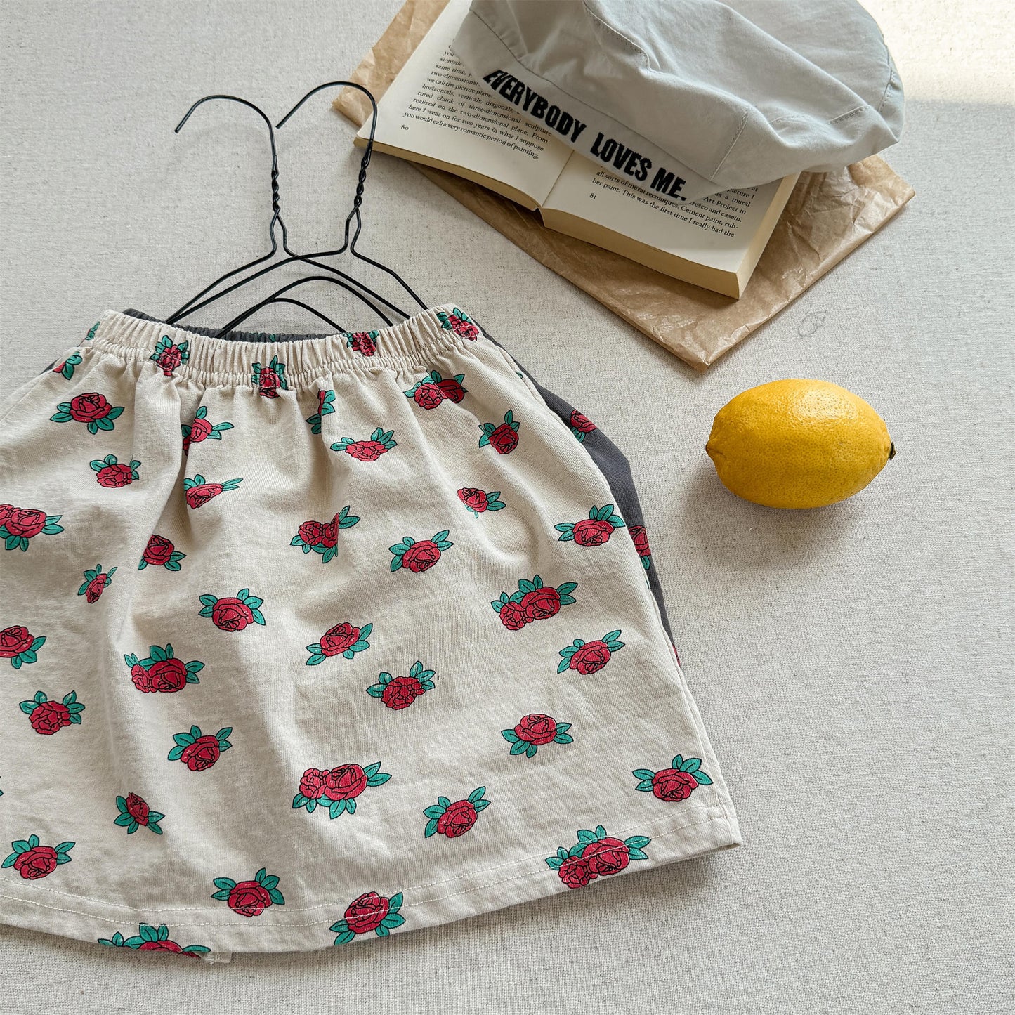 Rose Flower Graphic Cotton Skirt ローズ プリント コットン スカート【mh0012653】