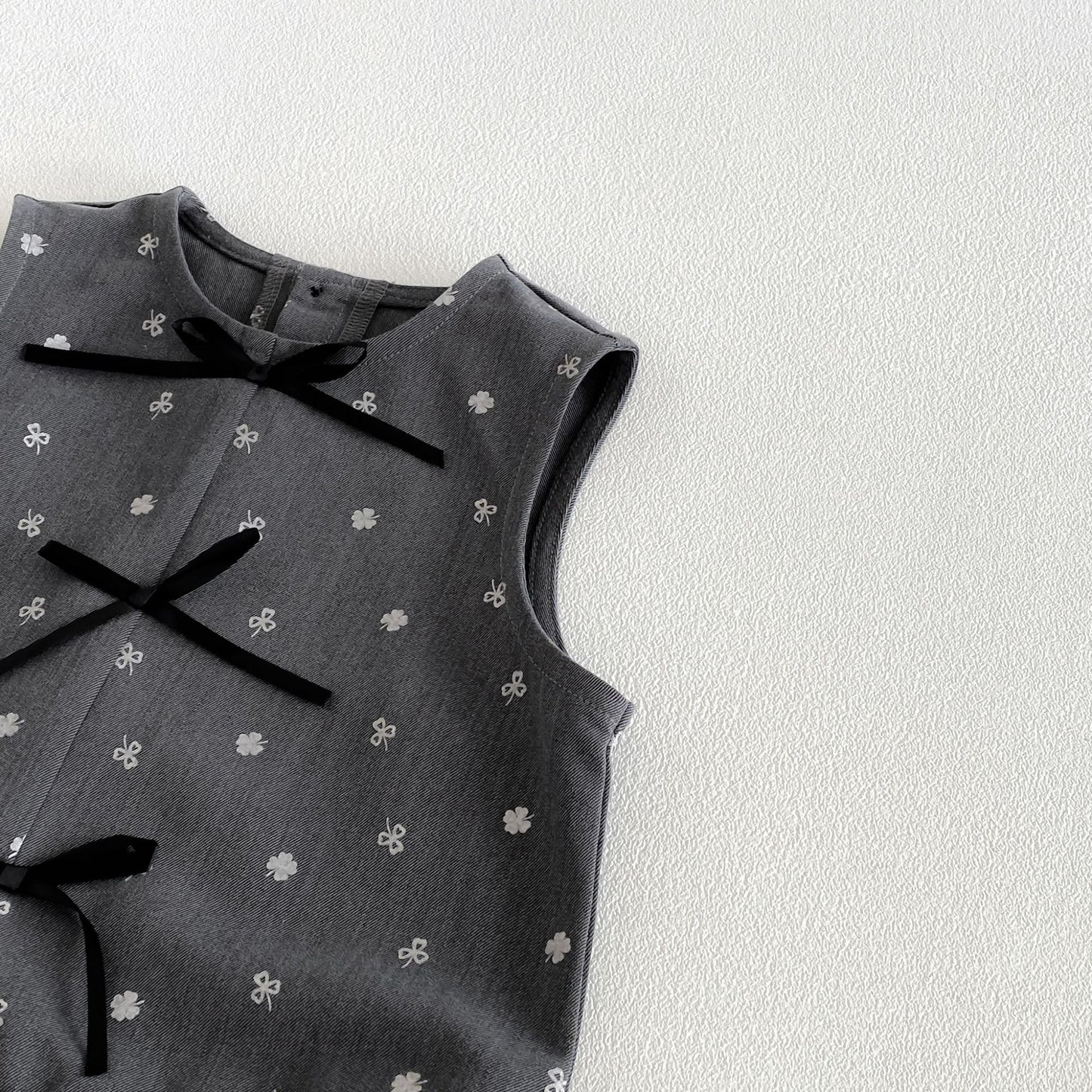 Camisa de manga larga con cuello grande y lazo, y pichi para niños [mh0014034]