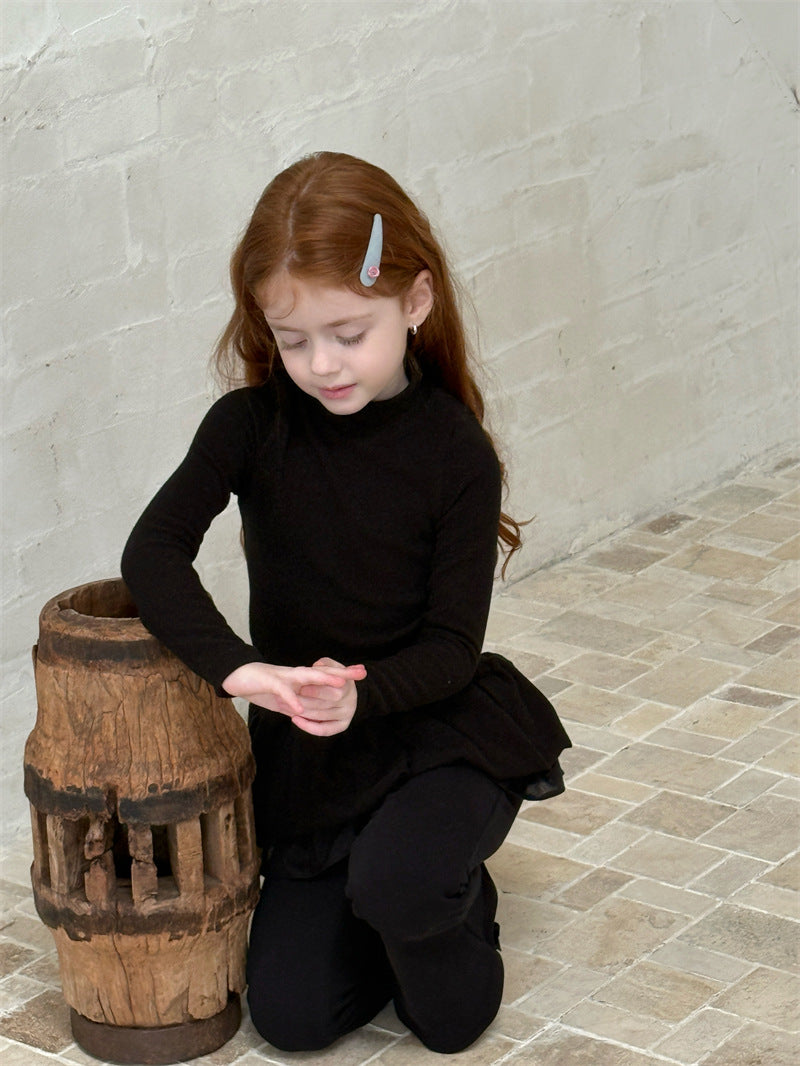 長袖トップス ペプラムフリル ハイネック シンプル 裏起毛【mh0011621】